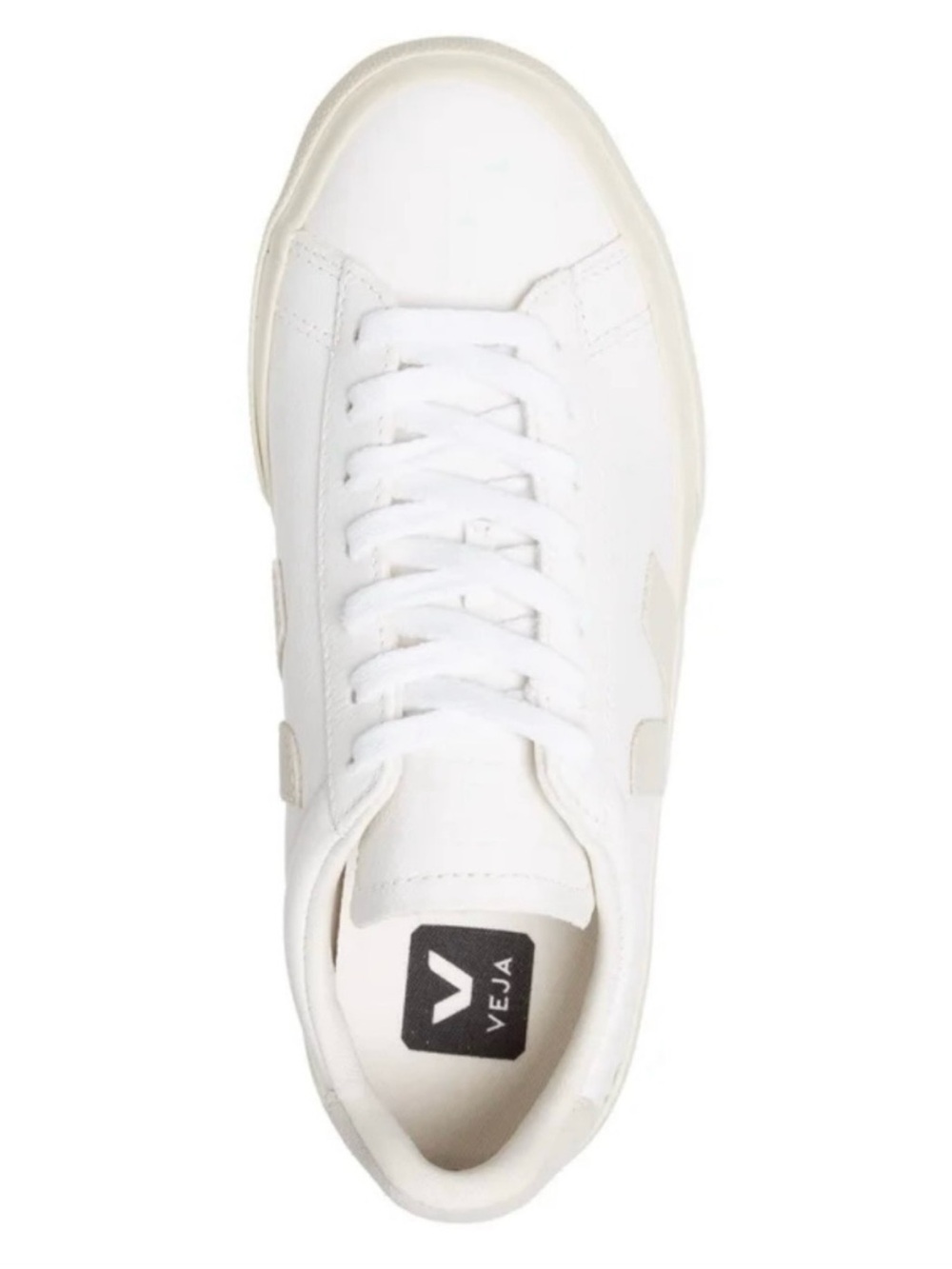 Veja White and Beige Low-Top Sneakers